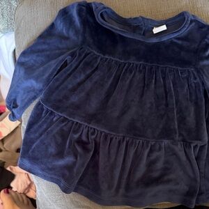 GAP Navy Velvet Tiered Long-Sleeve Top - Kids